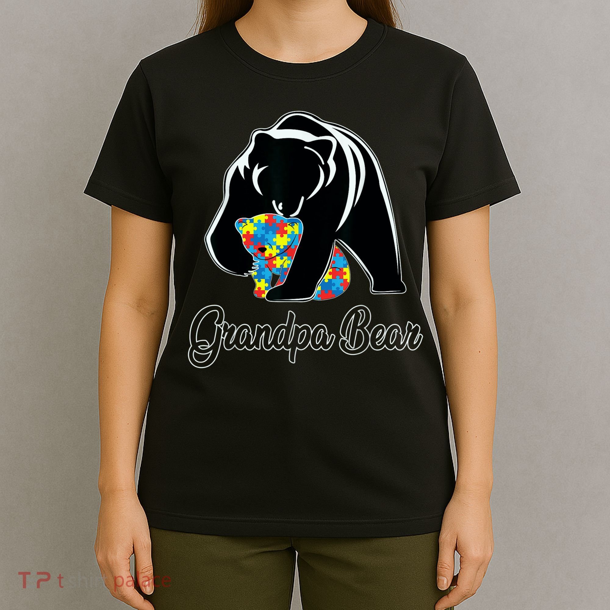 Grandpa Bear Autism Awareness Autism Dad Grandpa Papa T-Shirt