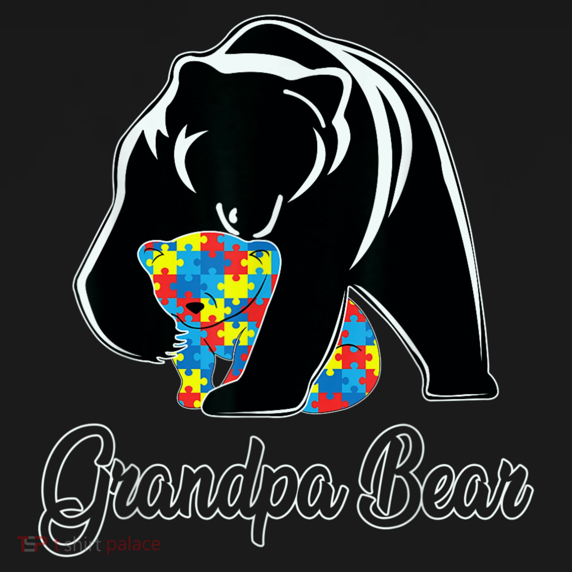 Grandpa Bear Autism Awareness Autism Dad Grandpa Papa T-Shirt