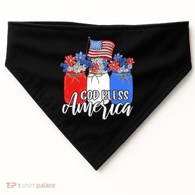 God Bless America Mason Jar Christian USA-Made Doggie Bandana