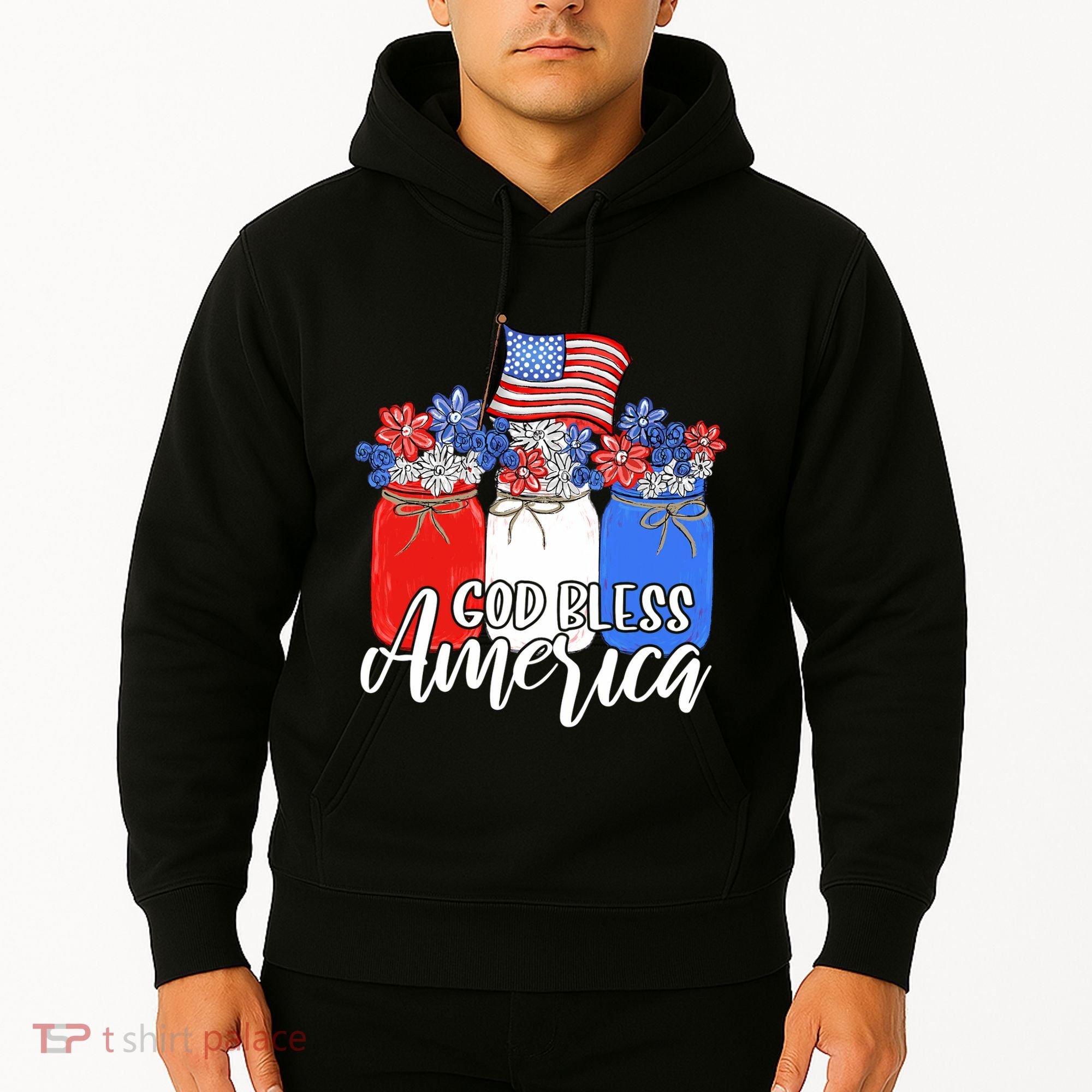 God Bless America Mason Jar Christian Hoodie