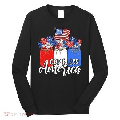 God Bless America Mason Jar Christian Long Sleeve Shirt