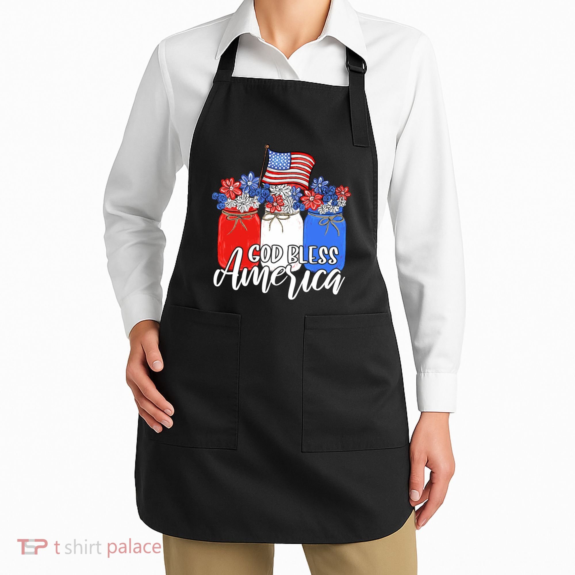 God Bless America Mason Jar Christian Apron