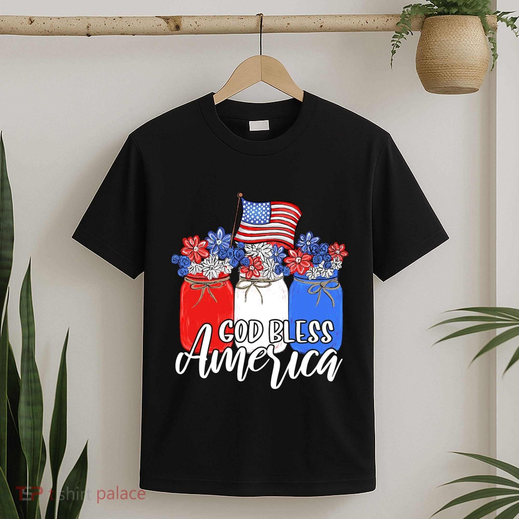 God Bless America Mason Jar Christian T-Shirt