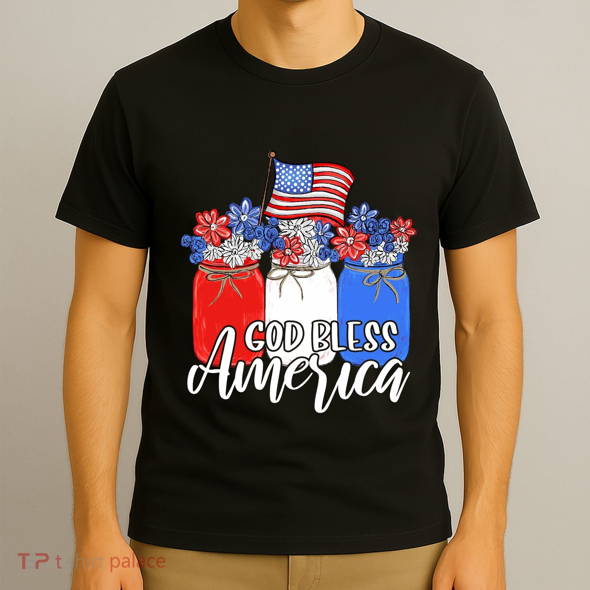 God Bless America Mason Jar Christian T-Shirt