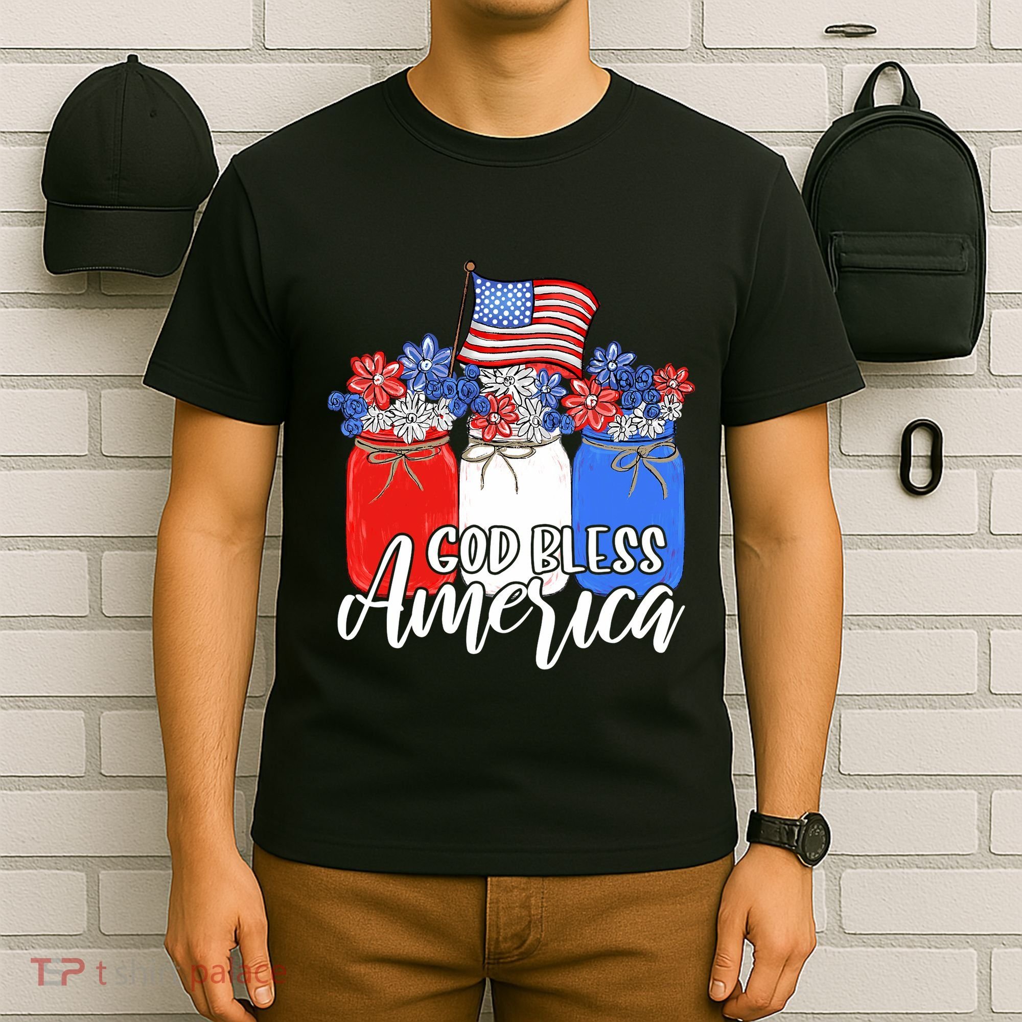 God Bless America Mason Jar Christian T-Shirt