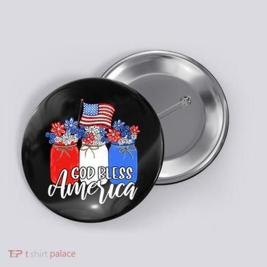 God Bless America Mason Jar Christian Button