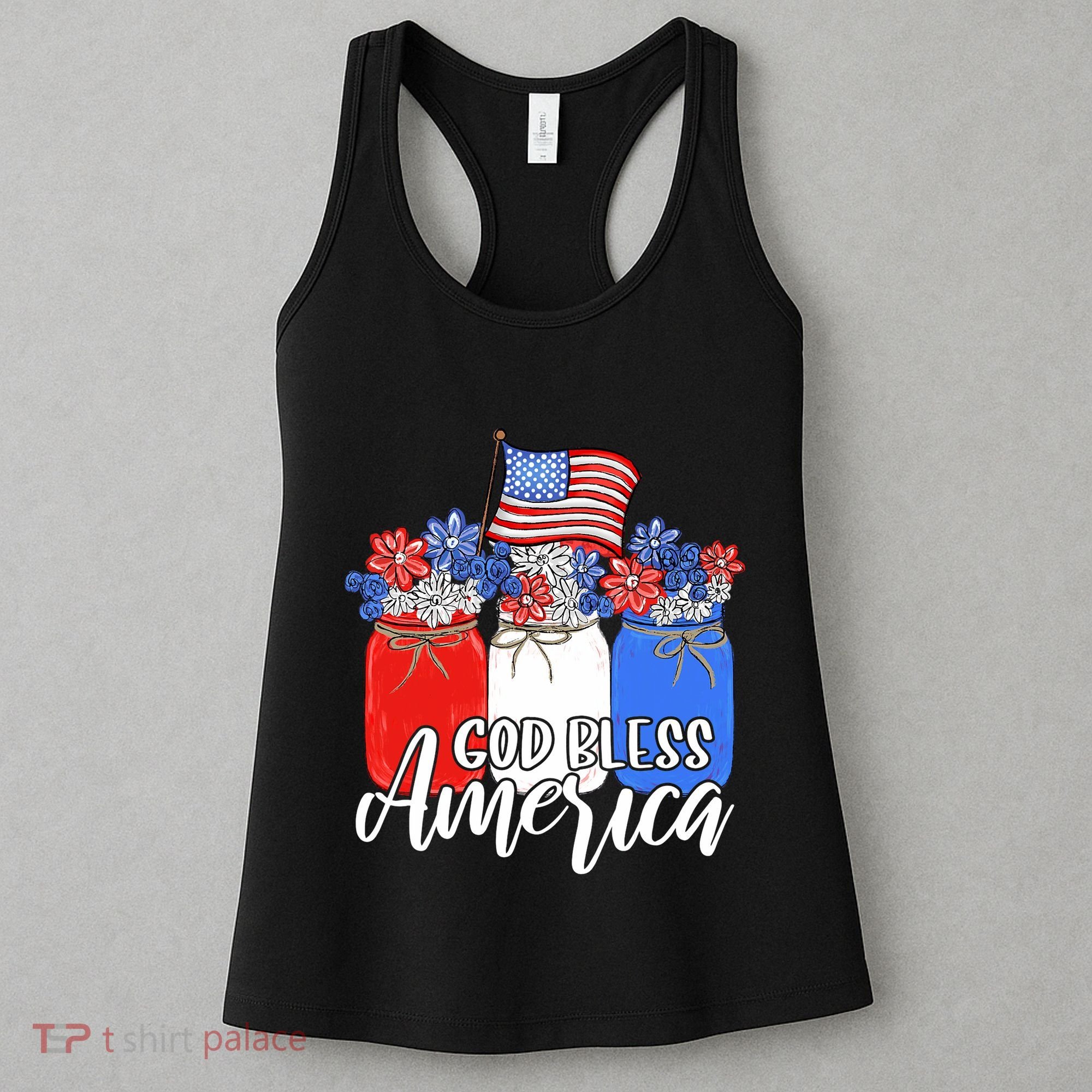 God Bless America Mason Jar Christian Women's Tank Top