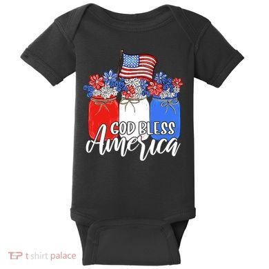 God Bless America Mason Jar Christian Baby Bodysuit