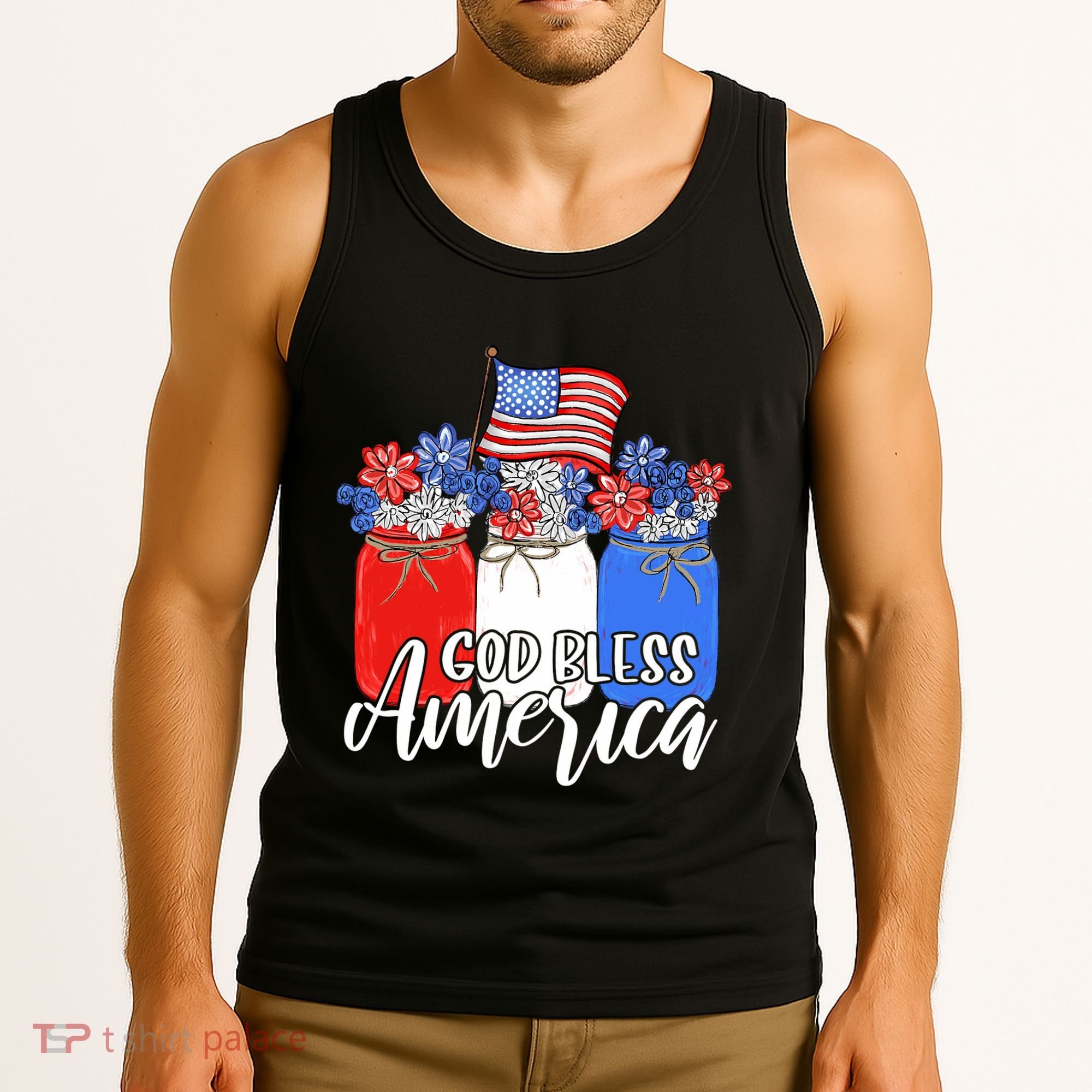 God Bless America Mason Jar Christian Tank Top