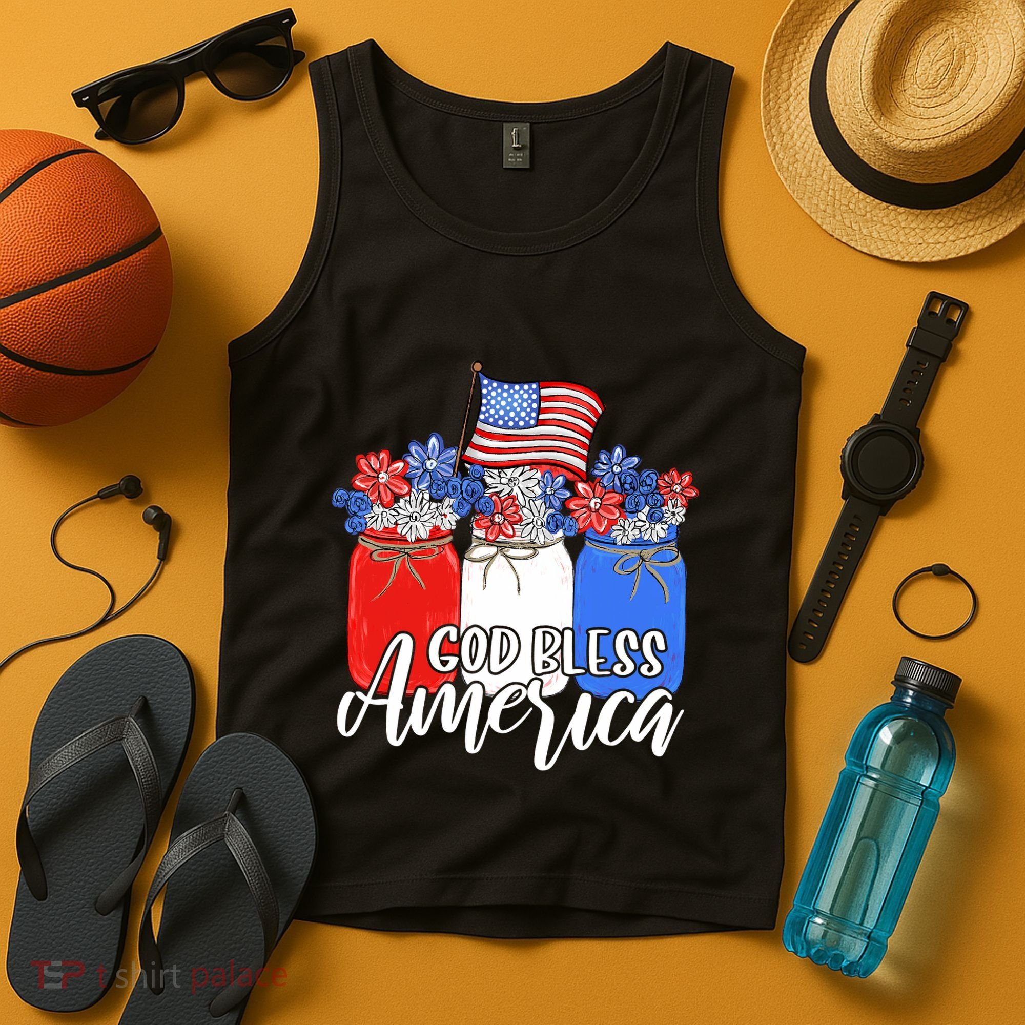 God Bless America Mason Jar Christian Tank Top