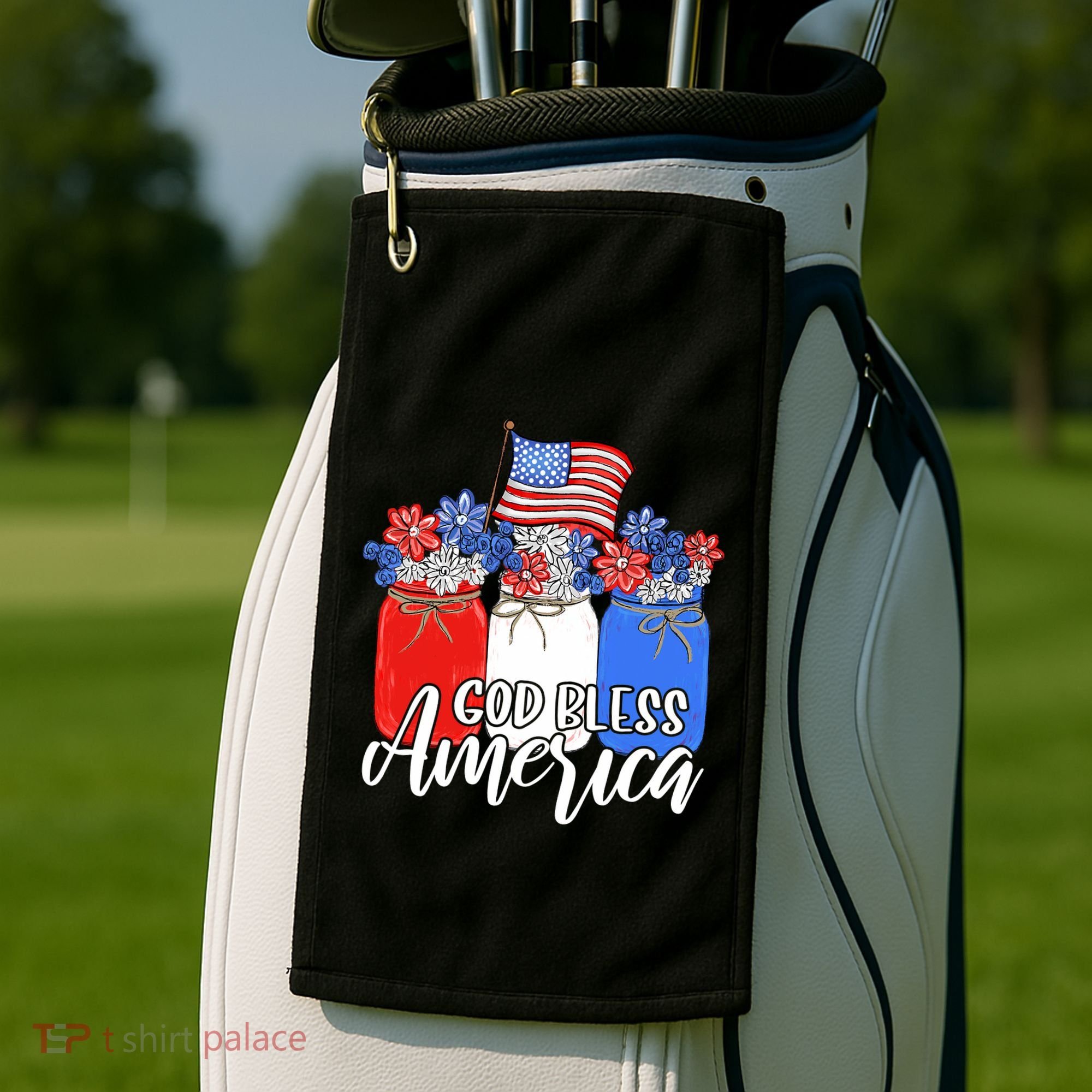 God Bless America Mason Jar Christian Golf Towel