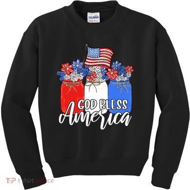 God Bless America Mason Jar Christian Kids Sweatshirt