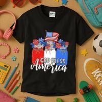 God Bless America Mason Jar Christian Kids T-Shirt thumb 3