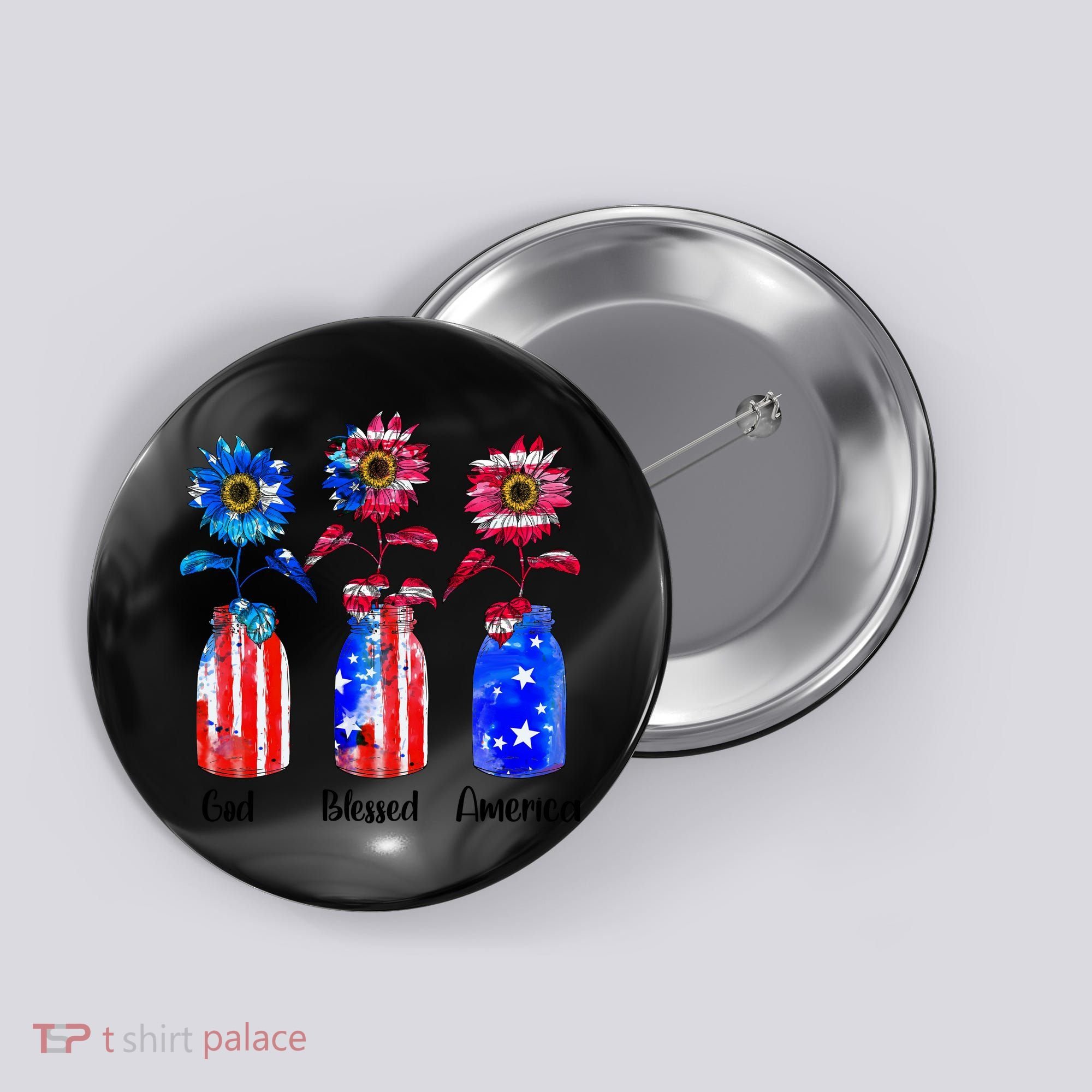 God Blessed America July 4th Button