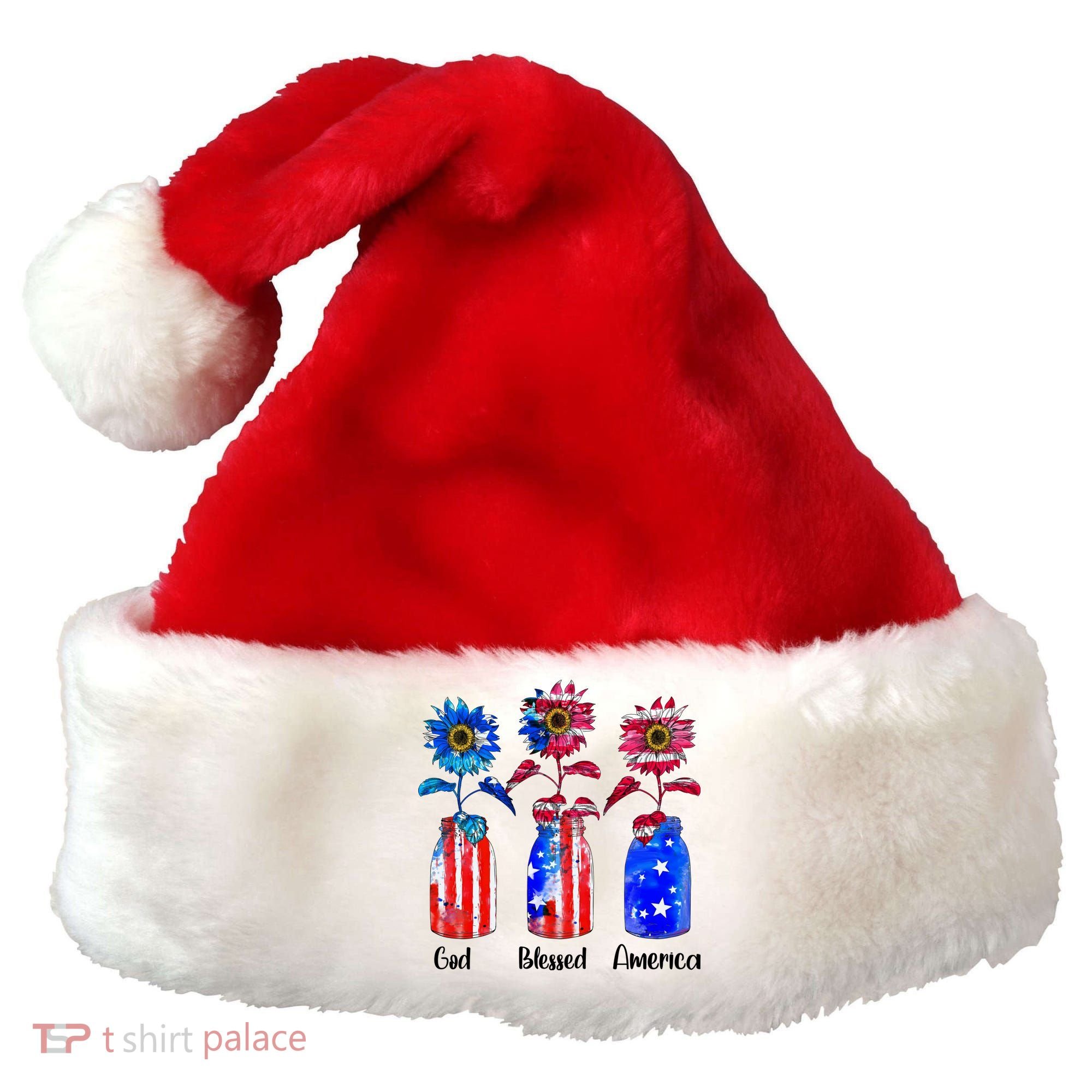 God Blessed America July 4th Santa Hat