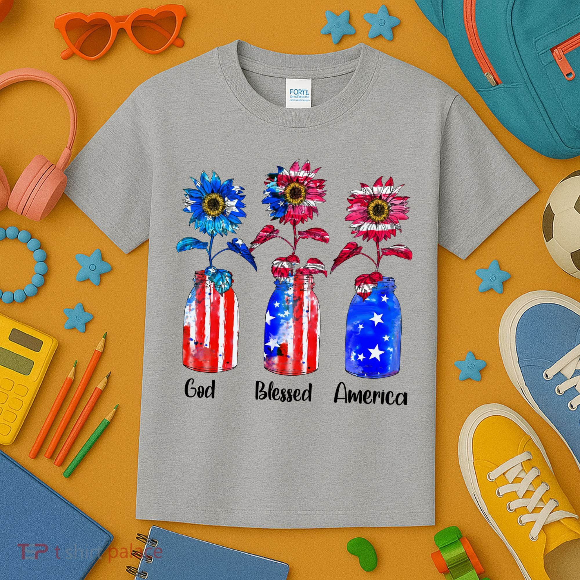 God Blessed America July 4th Kids T-Shirt