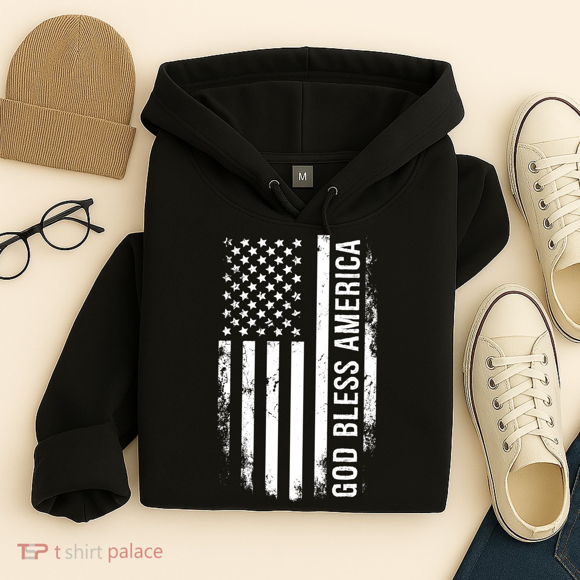 God Bless America Us Flag Cool Gift Hoodie