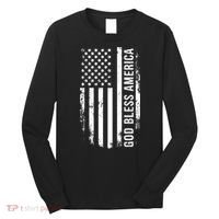 God Bless America Us Flag Cool Gift Long Sleeve Shirt thumb 0