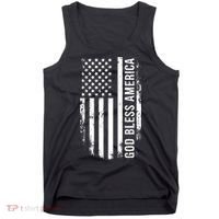 God Bless America Us Flag Cool Gift Tank Top thumb 0