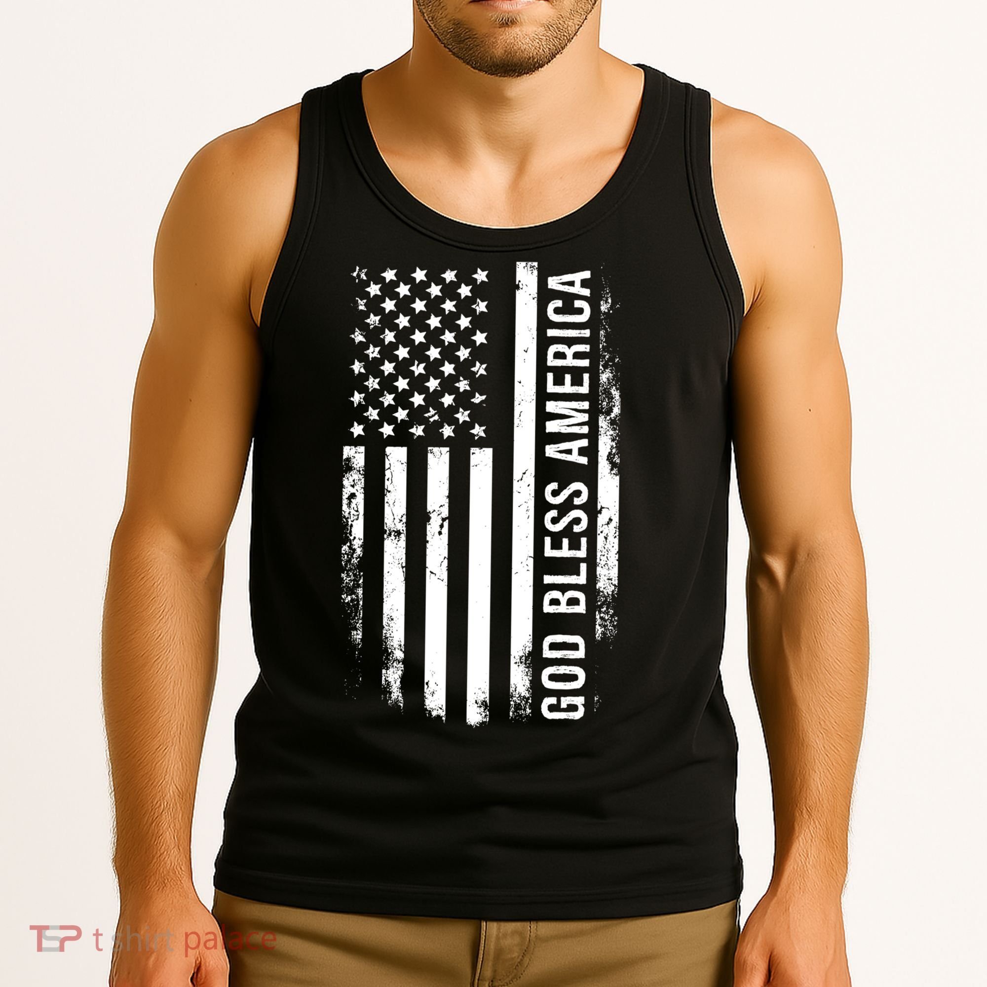 God Bless America Us Flag Cool Gift Tank Top