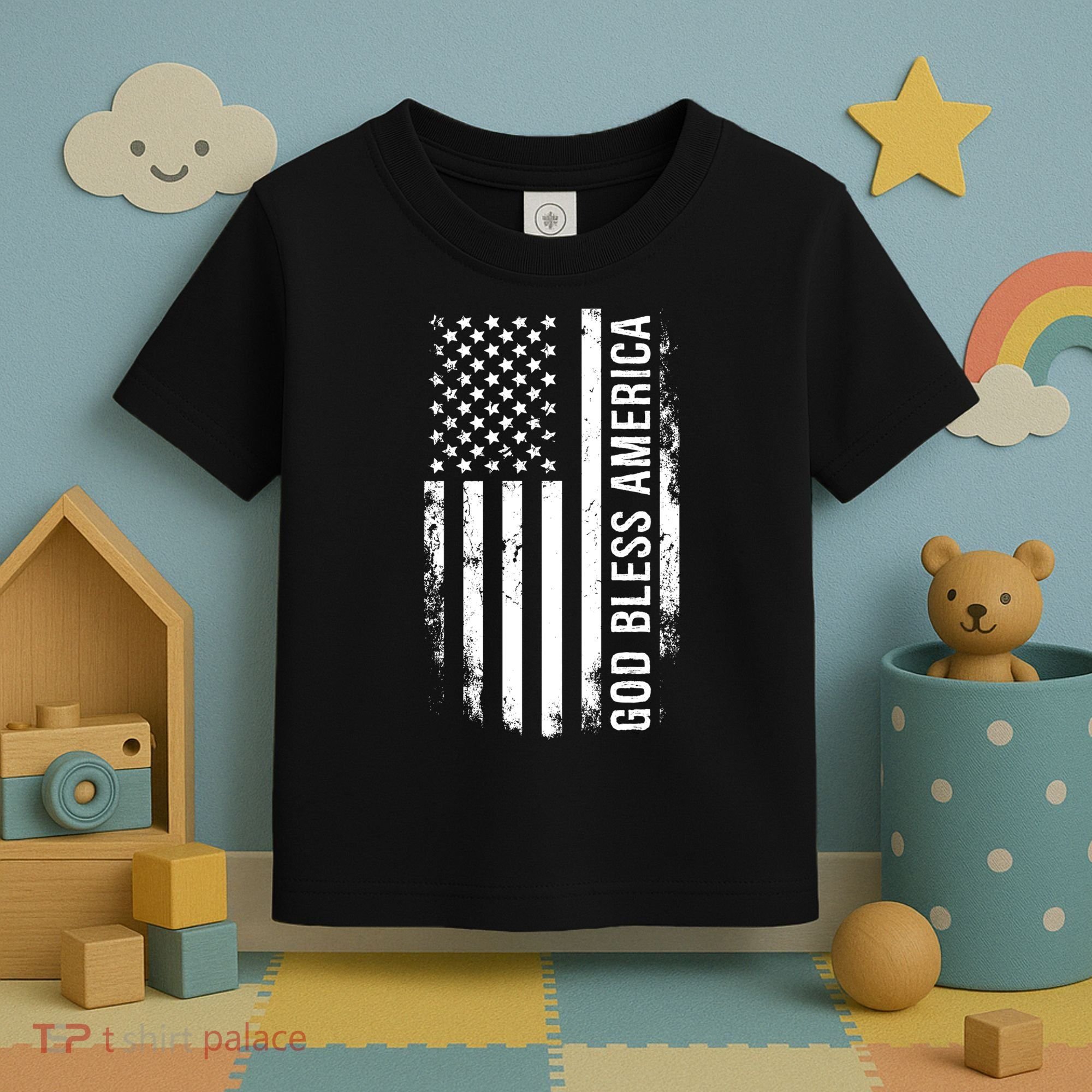 God Bless America Us Flag Cool Gift Toddler T-Shirt