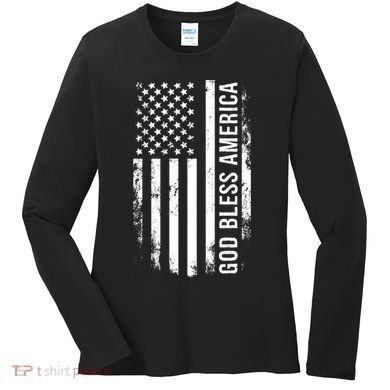 God Bless America Us Flag Cool Gift Women's Long Sleeve Shirt