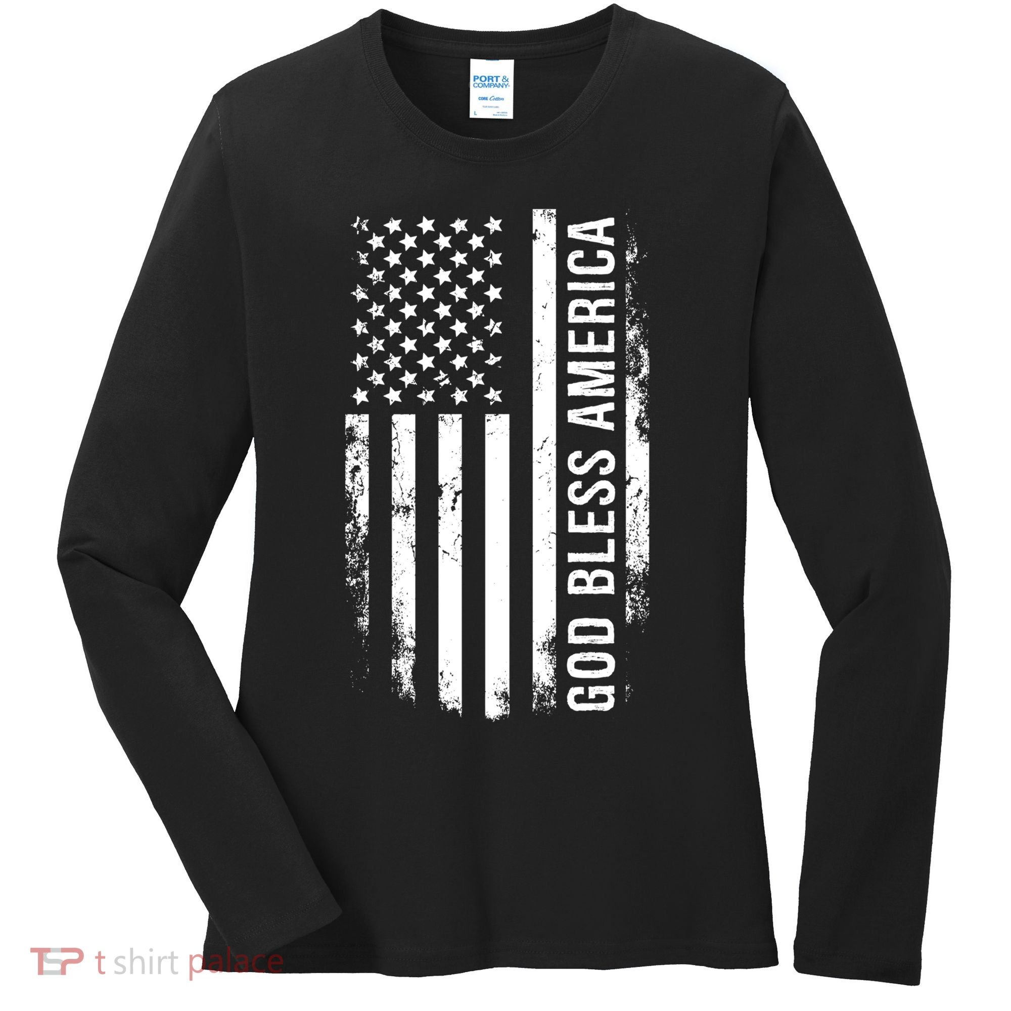 God Bless America Us Flag Cool Gift Women's Long Sleeve Shirt