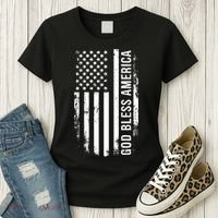 God Bless America Us Flag Cool Gift Women's T-Shirt thumb 3