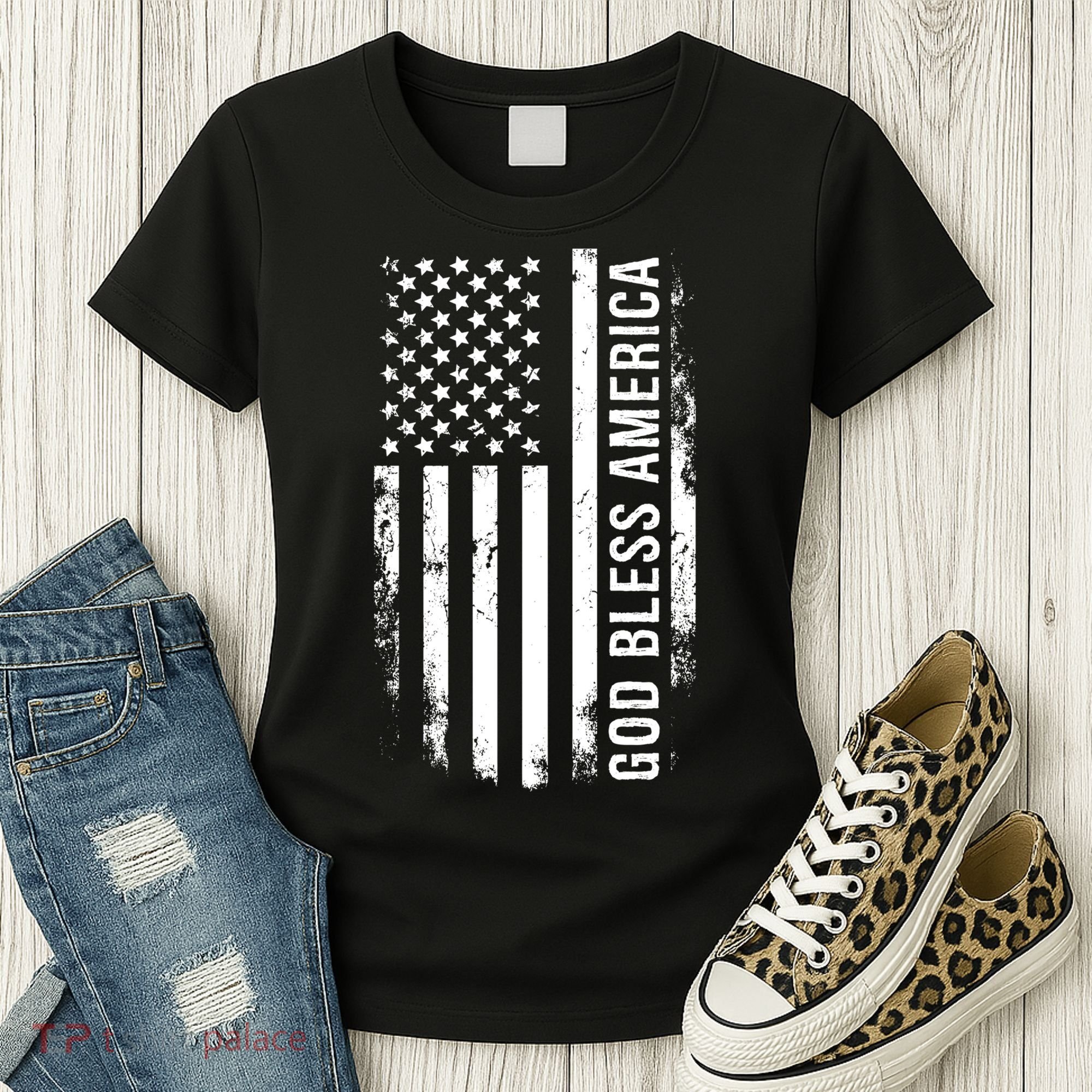 God Bless America Us Flag Cool Gift Women's T-Shirt
