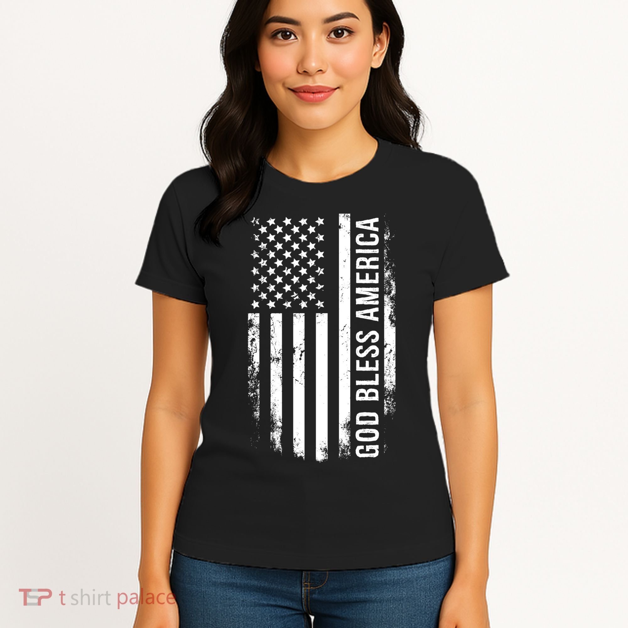 God Bless America Us Flag Cool Gift Women's T-Shirt