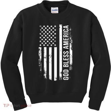 God Bless America Us Flag Cool Gift Kids Sweatshirt