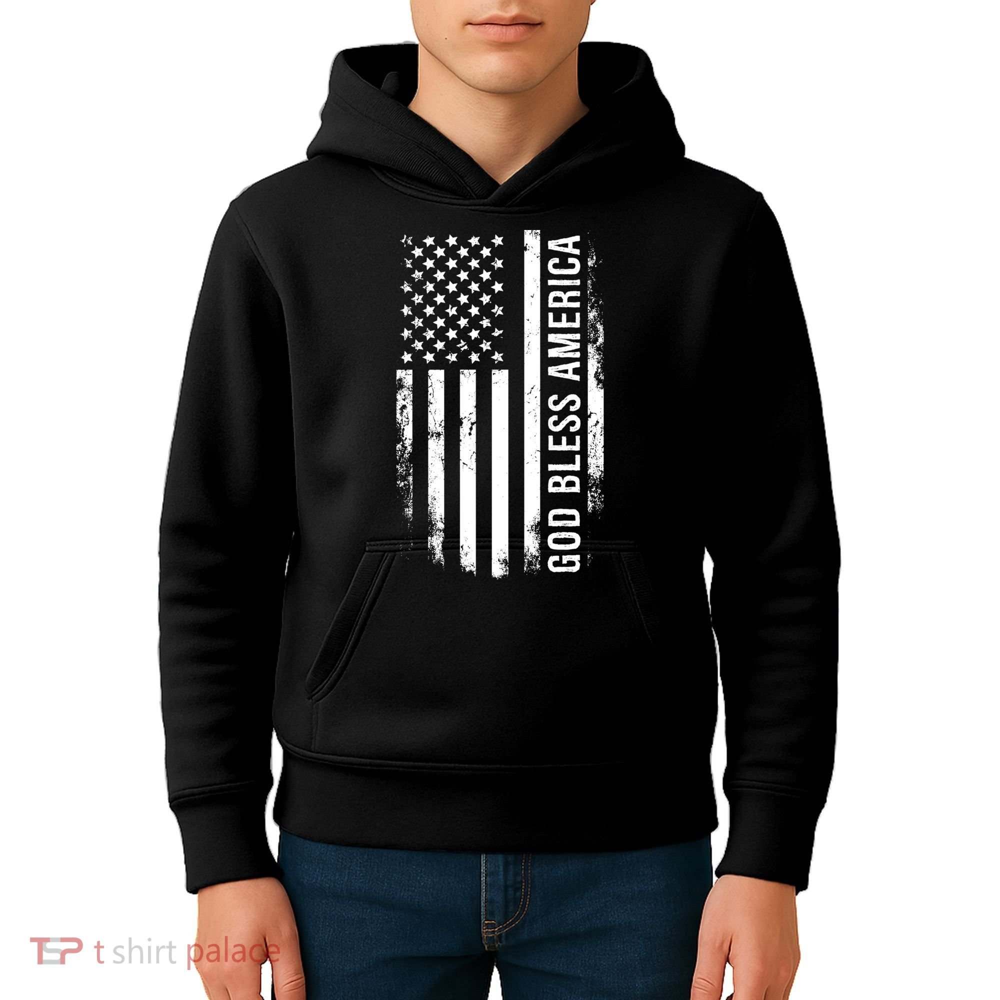 God Bless America Us Flag Cool Gift Kids Hoodie
