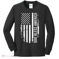 God Bless America Us Flag Cool Gift Kids Long Sleeve Shirt thumb 0