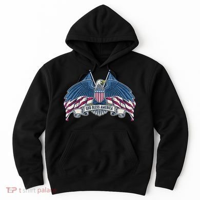 God Bless America Patriotic American Eagle USA Flag Hoodie