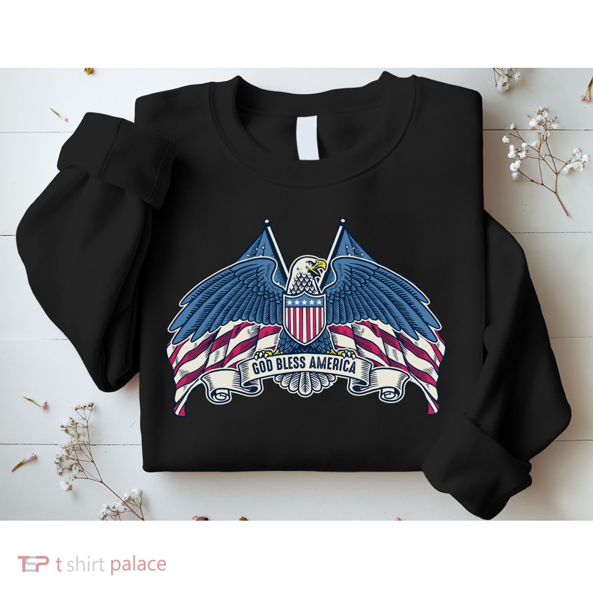 God Bless America Patriotic American Eagle USA Flag Sweatshirt