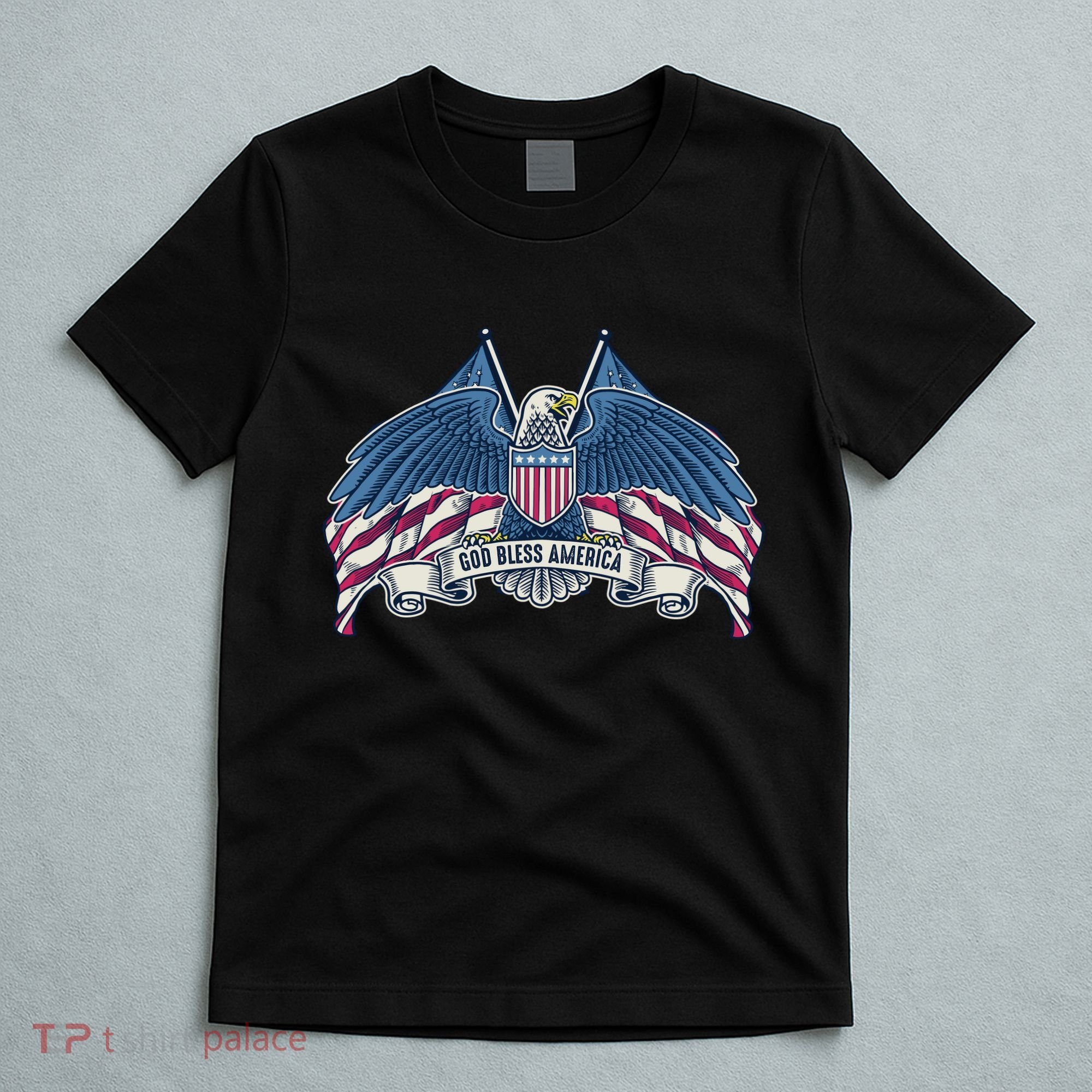God Bless America Patriotic American Eagle USA Flag T-Shirt