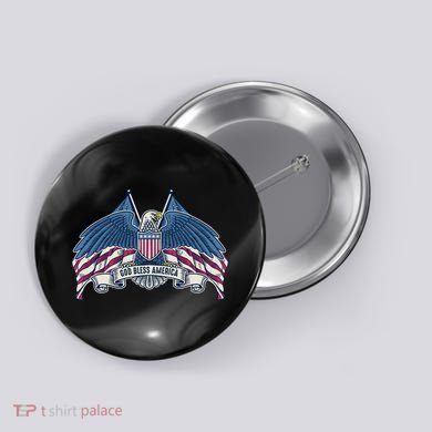 God Bless America Patriotic American Eagle USA Flag Button