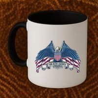 God Bless America Patriotic American Eagle USA Flag Coffee Mug thumb 2