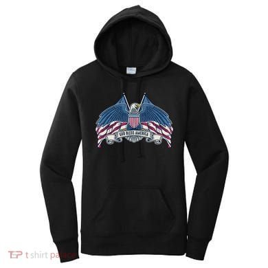 God Bless America Patriotic American Eagle USA Flag Women's Hoodie