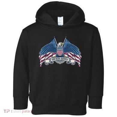 God Bless America Patriotic American Eagle USA Flag Toddler Hoodie