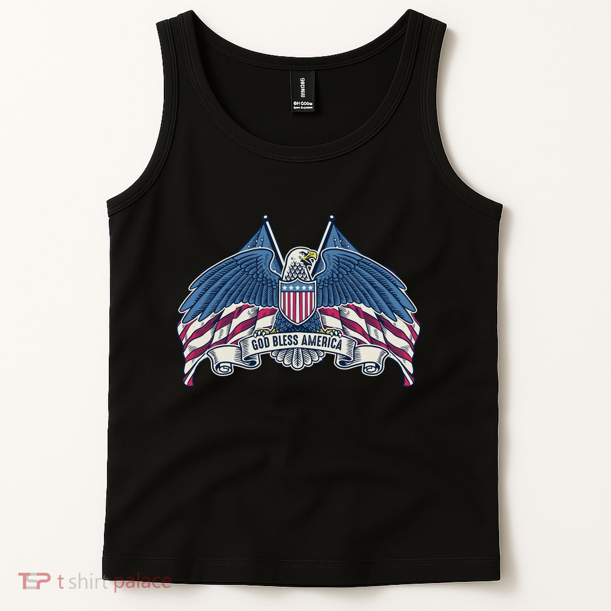 God Bless America Patriotic American Eagle USA Flag Tank Top