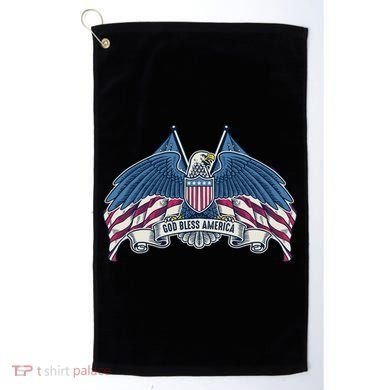 God Bless America Patriotic American Eagle USA Flag Golf Towel