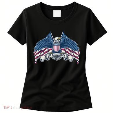 God Bless America Patriotic American Eagle USA Flag Women's T-Shirt