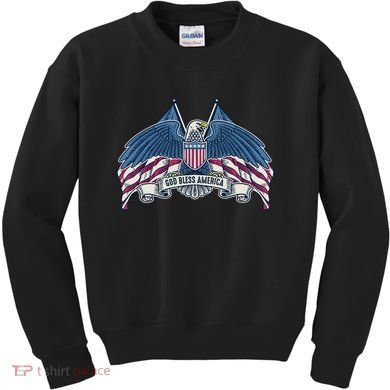 God Bless America Patriotic American Eagle USA Flag Kids Sweatshirt