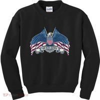 God Bless America Patriotic American Eagle USA Flag Kids Sweatshirt thumb 0