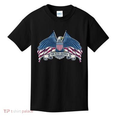 God Bless America Patriotic American Eagle USA Flag Kids T-Shirt