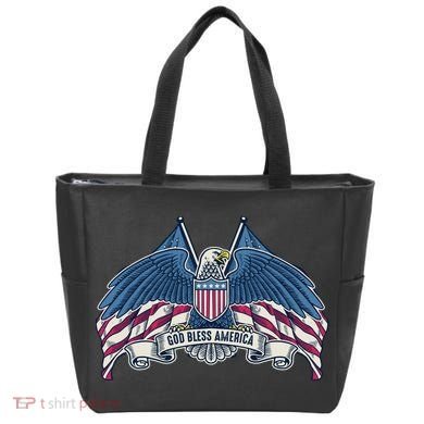 God Bless America Patriotic American Eagle USA Flag Tote Bag