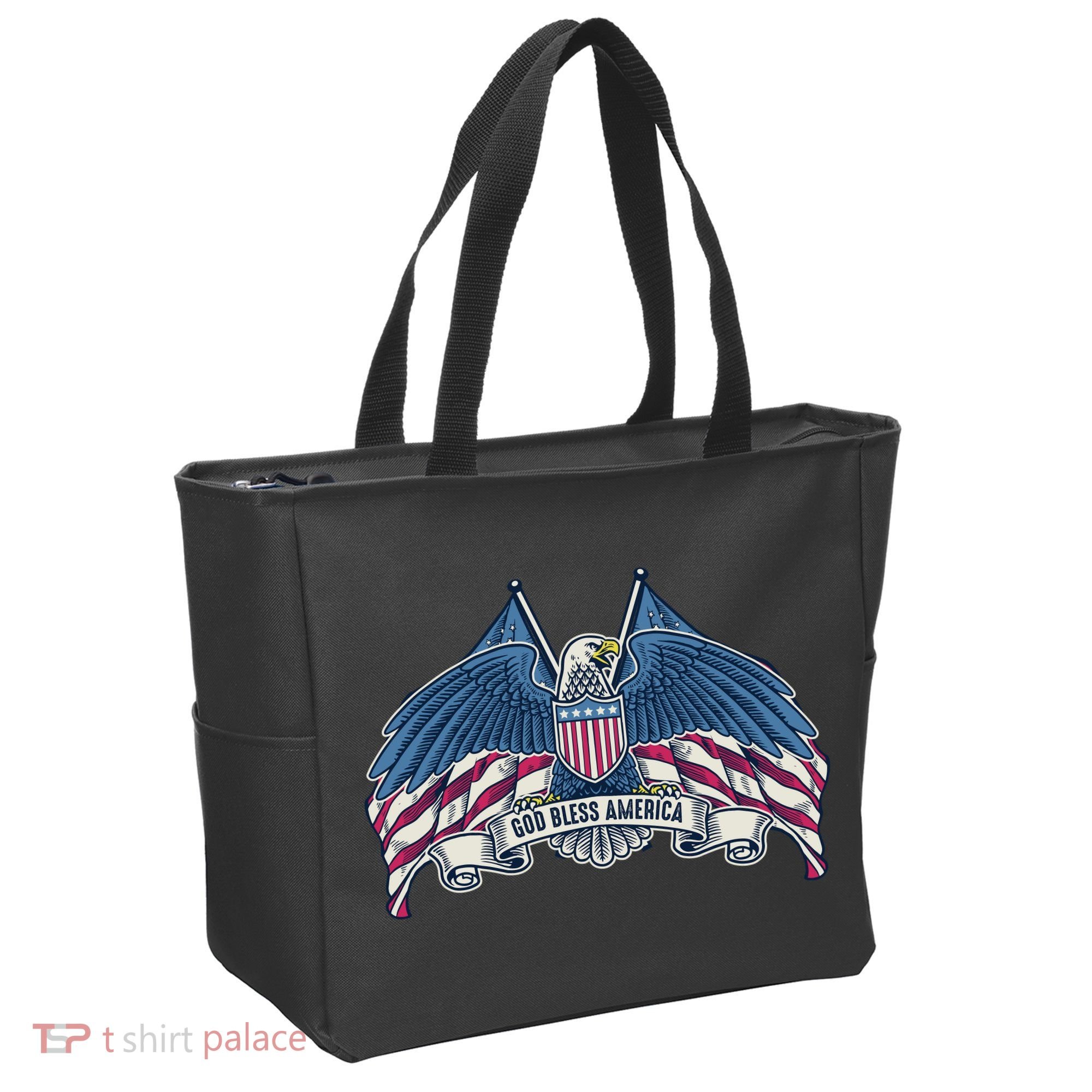 God Bless America Patriotic American Eagle USA Flag Tote Bag