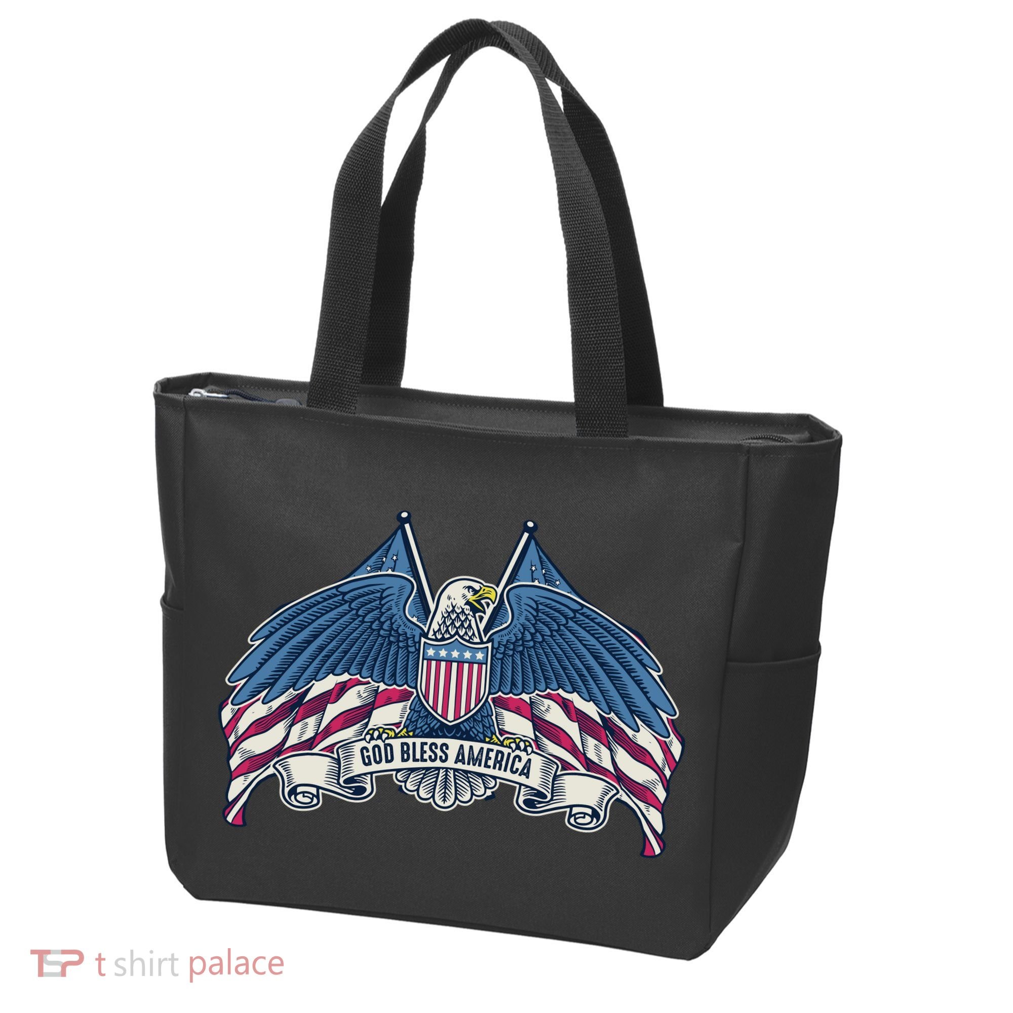 God Bless America Patriotic American Eagle USA Flag Tote Bag