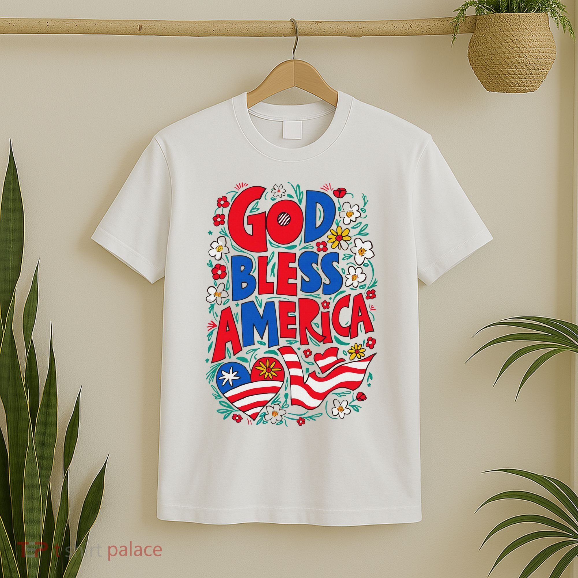 God Bless America Patriotic Usa Flag Christian 4th Of July T-Shirt